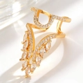Elegant gold-plated geometric nail ring featuring sparkling zircon wing design - U-Shape Wing Zirconia (10839) / KC Gold