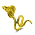 Vintage punk cobra wrap ring in golden finish featuring realistic snake scale texture - Antique Gold Cobra Style (13 A-404)
