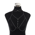 Catena per il corpo in argento con nappe in strass a strati su manichino nero - Argento (4887)