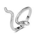 Minimalist silver snake-shaped open ring with realistic scale embossing and polished finish - Antique Silver Snake Body (18 G-488)