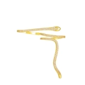 Vintage punk style snake open ring in gold finish with pink cubic zirconia scales - 14K Gold Color Pink Rhinestone Snake (26 10628)