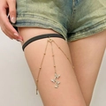 Boho gouden meerlaagse beenketting met strass vlinder hangers op elastische band - Gouden Vlinderstijl (0770)