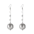 Orecchini pendenti a palla disco argento con maglie a stella stile vintage - Orecchini Lunghi con Elemento Stella (8359) / Argento