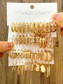 Ensemble de 20 paires de boucles d'oreilles dorées avec perles et créoles - 11 KC Or