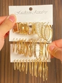 Lot de 6 paires de boucles d'oreilles dorées avec perles et motifs en acétate chic - 14 KC Or 3977