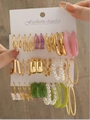 Lot de 18 paires de boucles d'oreilles en acétate avec perles et breloques papillon - 01 KC Or 4404