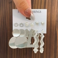 Lot de 6 paires de boucles d'oreilles argentées avec perles, cœurs et anneaux - 29 Blanc K G-532