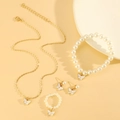 Elegante conjunto de joyas doradas con colgantes de mariposas blancas y perlas - Estilo Mariposa Blanca Perla Artificial (4471) / Oro KC