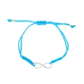 Sky blue woven friendship bracelet with silver infinity symbol and adjustable cord - Infinity Woven Rope Style / Sky Blue