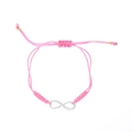 Pink braided rope friendship bracelet with silver infinity symbol and adjustable slide knot - Infinity Woven Rope Style / Pink