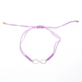 Purple infinity symbol braided rope bracelet with adjustable cord and gold bead ends - Infinity Woven Rope Style / Purple