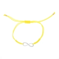 Adjustable bright yellow braided friendship bracelet with silver infinity symbol charm - Infinity Woven Rope Style / Yellow