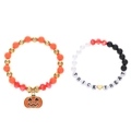 Set de pulseras de Halloween con dije de calabaza y cuentas de letras Trick or Treat - Estilo Trick Treat (A-596)