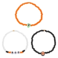 Juego de 3 pulseras de cuentas de Halloween con letras BOO y colgantes de calaveras festivas - Estilo Letra Boo (DZ-1048)