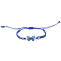 Handgefertigtes blaues geflochtenes Armband mit Schmetterling-Anhänger und Metallperlen - Blau