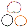 Set de tres pulseras de Halloween con calaveras verdes y cuentas con letras EEN - Estilo Letra Halloween (DZ-816)