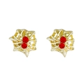Spider web earrings in golden finish with red zircon crystals for women - 14K Gold Red Rhinestone Style (A-1218) / Gold