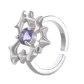 Vintage thorn heart ring with purple triangle zircon in silver open band design - Silver Purple Stone Open Ring (A-1018)