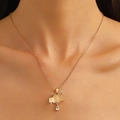 Collar nube de rayo con colgante de circón gota de agua en cadena de oro rosa - Collar de Nube y Rayo (4831)