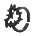 Gothic punk black matte ring with pentagram and thorn design with an adjustable open band - Matte Black Pentagram Thorn Open Ring (A-1017)