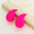 Minimalist matte rose pink teardrop earrings with a vintage bold aesthetic for women - Rose Red