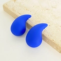 Minimalist matte Klein blue water drop earrings with a sleek frosted finish for women - Dark Blue