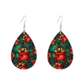 Festive teardrop wood earrings with colorful Christmas patterns and silver hooks - Gift Box (11963)