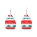 Festive teardrop wooden earrings with reindeer pattern and Fa-la-la-la holiday text - Snowflake (11382)