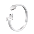 Silver adjustable heart-shaped open ring with polished finish and artistic animal accent - Adjustable Open / Capricorn / Steel