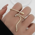 Modern 18K gold snake wrap ring featuring micro-paved sparkling cubic zirconia - 14K Gold