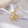Elegant gold snake wrap ring with micro-set zircon crystals and rectangular stone - Imitation Gold