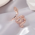 Chic rose gold snake ring with micro-pave cubic zirconia and sparkling marquise crystal - Rose Gold