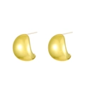 Polished gold teardrop stud earrings in minimalist punk style with high-shine mirror finish - Gold Bean Style (M-774)