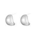 Polished silver alloy teardrop stud earrings with a sleek punk style minimalist finish - Silver Bean Style (M-771)