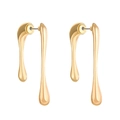Boucles d'oreilles dorées forme goutte d'eau fluide avec design en métal liquide poli chic - Style Fluide Doré (6936)