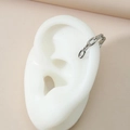 Französische Vintage Silber Gliederkette Ohrmanschette mit minimalistischem Clip-Design - Retro Kettenstil (WG-1403)