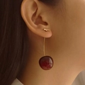 Cute red cherry acrylic drop earrings for women with translucent resin fruit charms - Dark Red Cherry Style (WG3-0609) / Dark Red