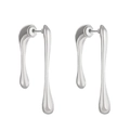Boucles d'oreilles minimalistes en argent avec design de gouttes de métal liquide - Style Fluide Argenté (6793)