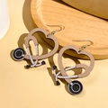 Creative wooden heart stethoscope drop earrings with silver hooks for healthcare professionals - Brown