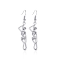Vintage silver skeleton earrings with gothic punk style dangling full body design - Dancing Skeleton