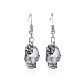 Vintage silver skull earrings with small flower detail for Halloween gothic style - Small Skull