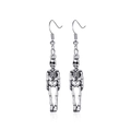 Gothic style vintage silver stainless steel skeleton drop earrings with fishhook hooks - Skeleton