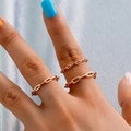 Stackable rose gold chain rings for women with minimalist multi-joint knuckle design - 3-Piece Set (A-324) / Three-Piece Set / KC Gold