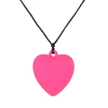 Minimalistische Halskette mit rosa Herzanhänger und schwarzer Kordel für Damen - Rose Red (Heart)