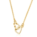 Polished gold double heart hollow pendant necklace for women on a white background - KC Gold (x335)