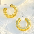 French style vintage hollow hoop earrings in polished gold finish for women - Gold Chunky C-Shape (S592)