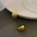 Retro hollow golden teardrop stud earrings with polished mirror finish for women - 14K Imitation Gold Water Drop Studs (M-774)