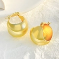 Minimalist chunky gold hoop earrings with matte finish and secure clasp closure - Gold Matte Full Hemisphere (3993)