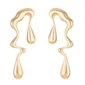 Minimalist gold liquid metal droplet earrings with irregular melting geometric design - Gold (N-615)