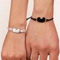 Pulseras minimalistas para parejas en blanco y negro con colgantes magnéticos unidos - Estilo Trenzado en Forma de Gafas